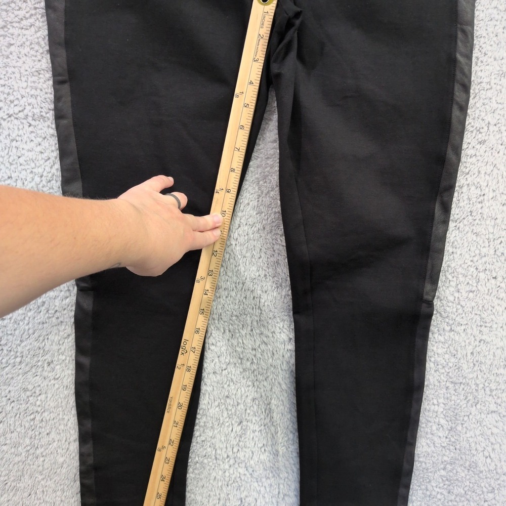 J. Crew Women's Black Size 14 Mid Rise Crop Leggings Pants Leather Trim Back Zip - Picture 9 of 16